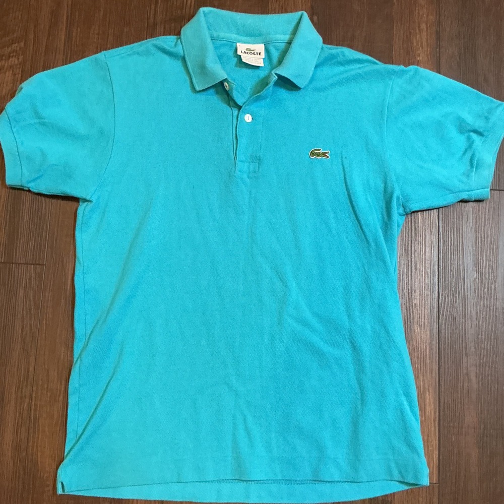 Lacoste Classic Pique Polo Shirt Turquoise Blue Logo Size 3 Small Preppy Casual